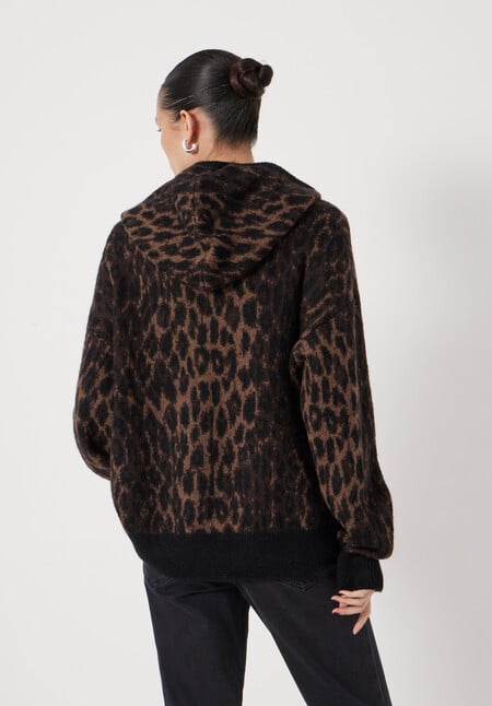 Animal Jacquard Hoodie with Mohair