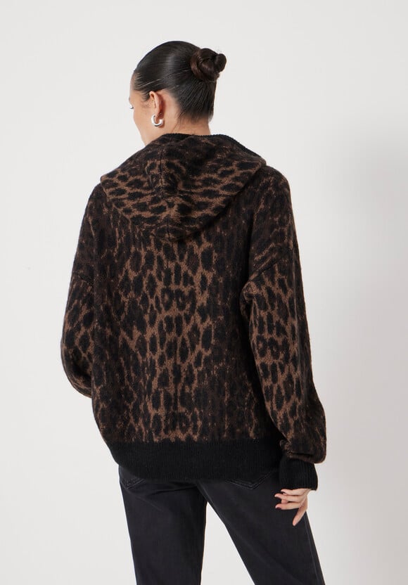 Animal Jacquard Hoodie with Mohair