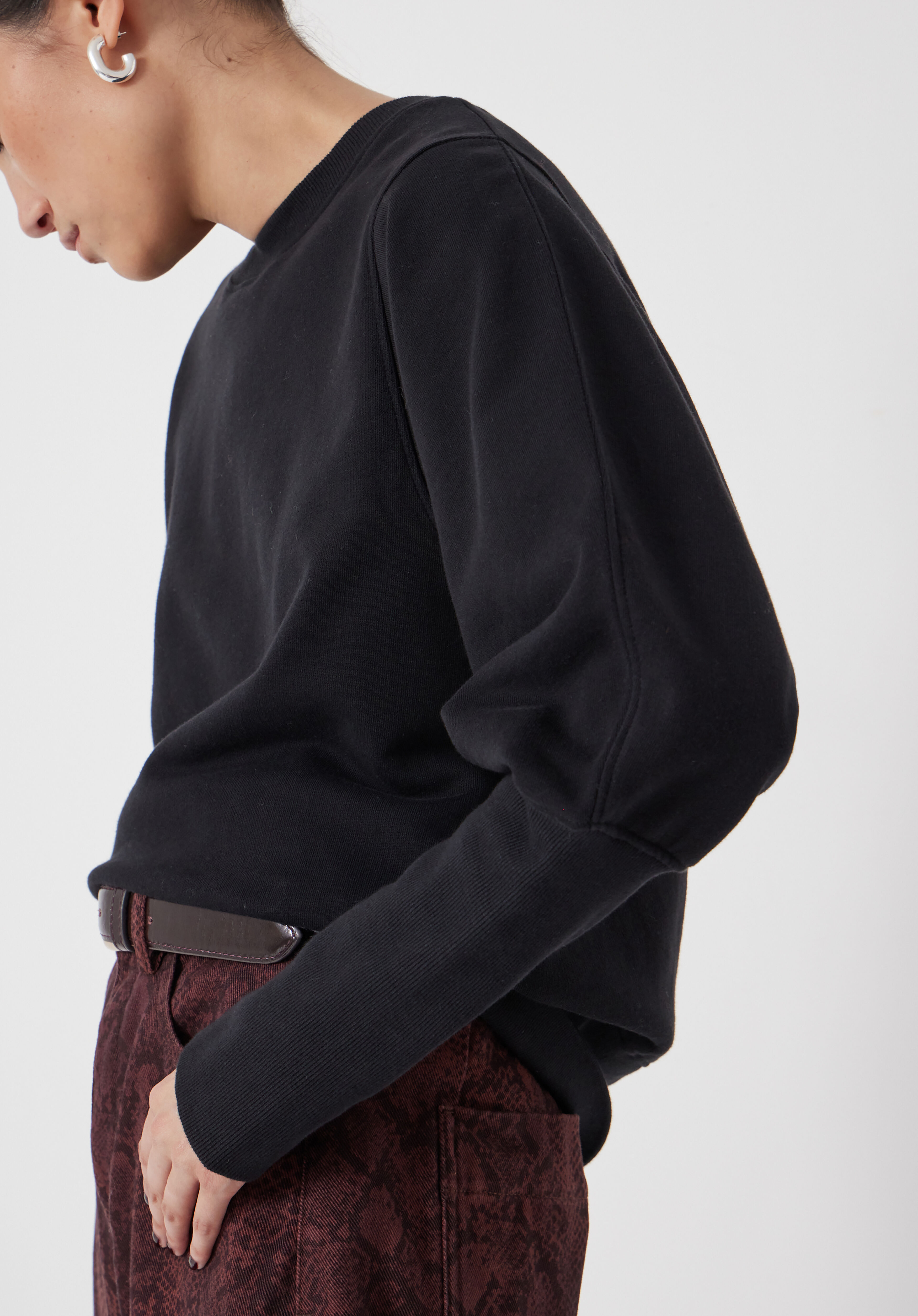 AMOMMA PUFF SLEEVE SWEAT ブラック PUFF SLEEVE SWEAT（起毛なし）（スウェット）｜AMOMMA（アモマ