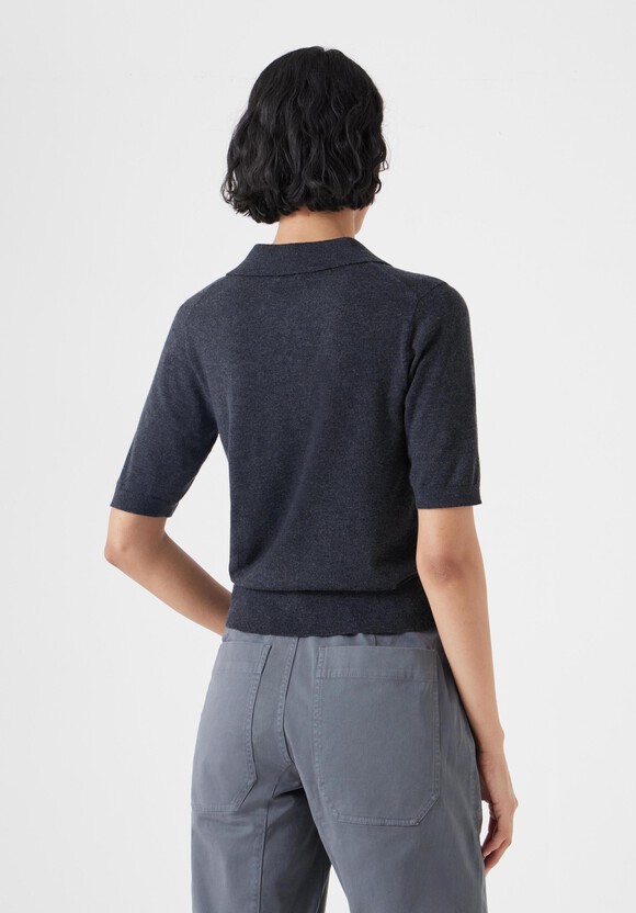 Fine Knit Short Sleeve Polo Top