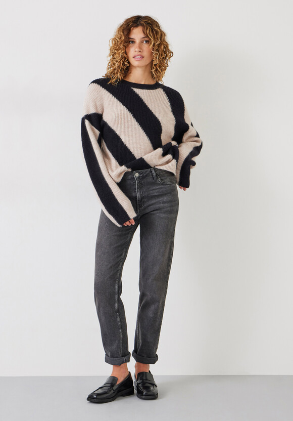 Georgie Diagonal Stripe Wool Blend Jumper