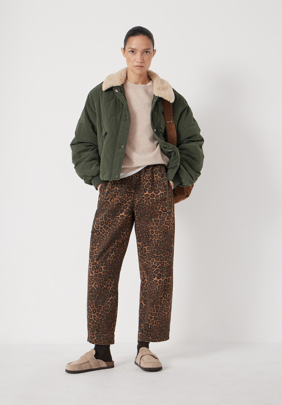 Teddy Collar Quilted Bomber
