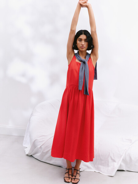 Air Flow Square Neck Midi Ballerina Dress