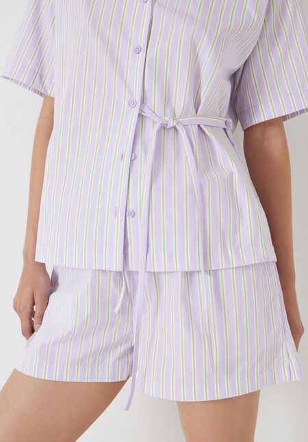 Cotton Poplin Stripe Short Pyjamas Set