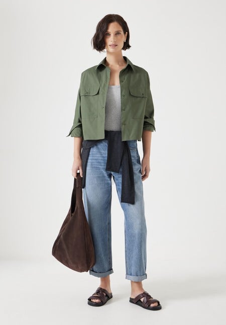 Paper Cotton Oversized Cropped Shirt