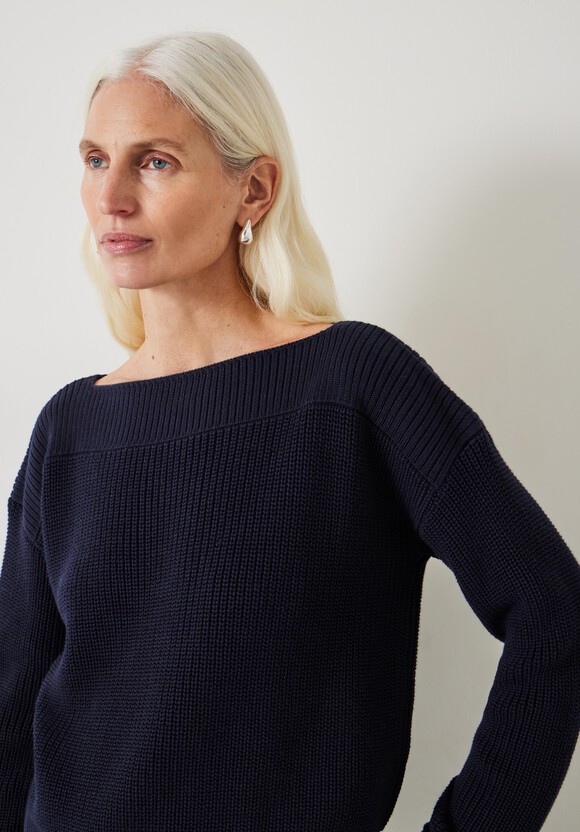 Aubrey Ribbed Boat Neck Cotton Jumper
