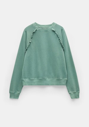 Amayah Cotton Ruffle Detail Sweatshirt