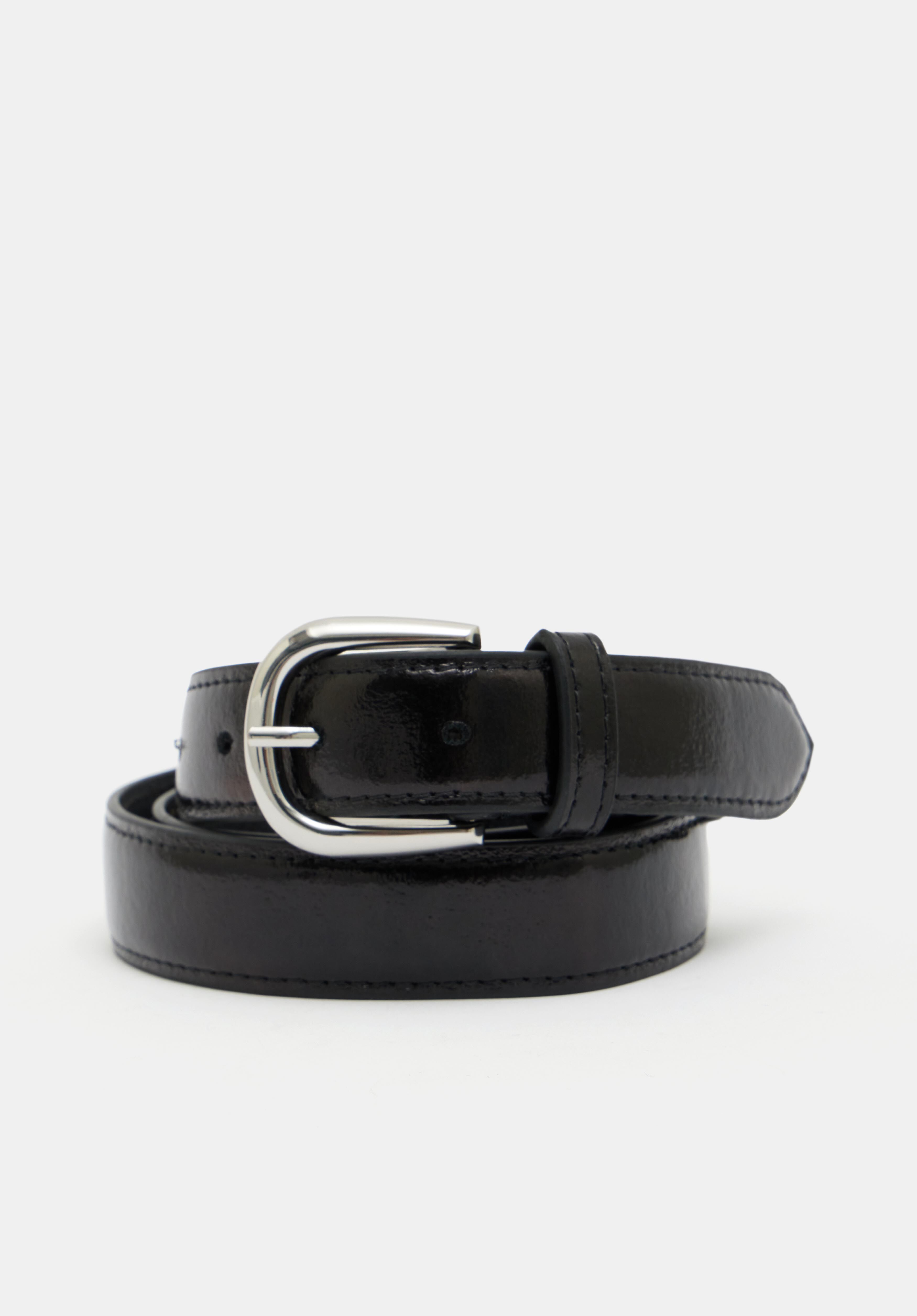 Callie Croc Emboss Leather Belt | Black | hush
