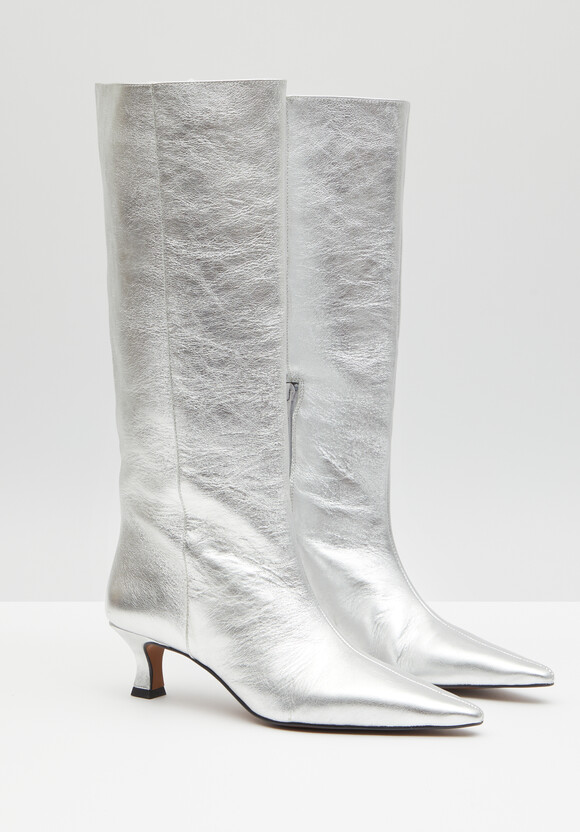 Camila Leather Kitten Heel Knee Boots