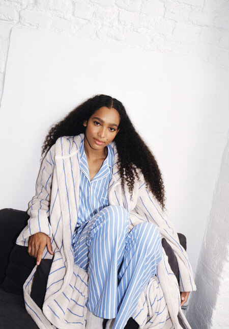 Renée Striped Cotton Towelling Robe