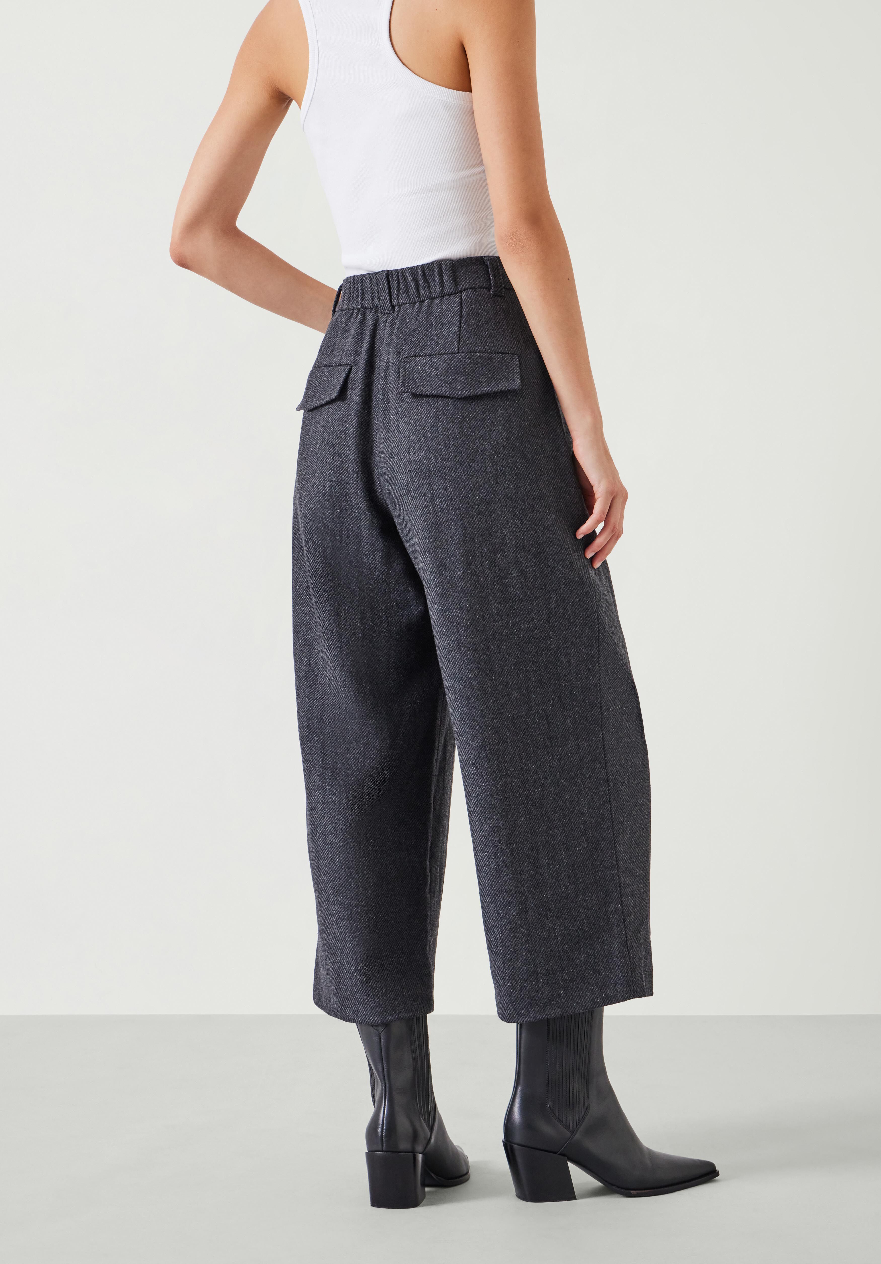 Carys Tailored Cropped Trousers Charcoal Marl hush