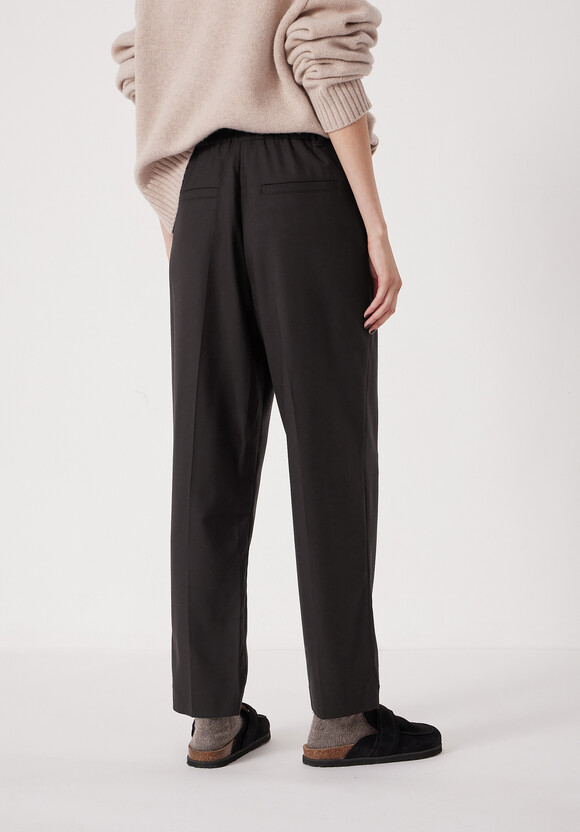 Tapered Leg Wool Blend Trousers