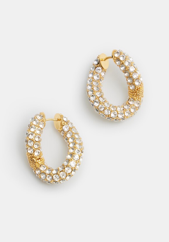 Large Pia Pave Twist Hoop Earrings