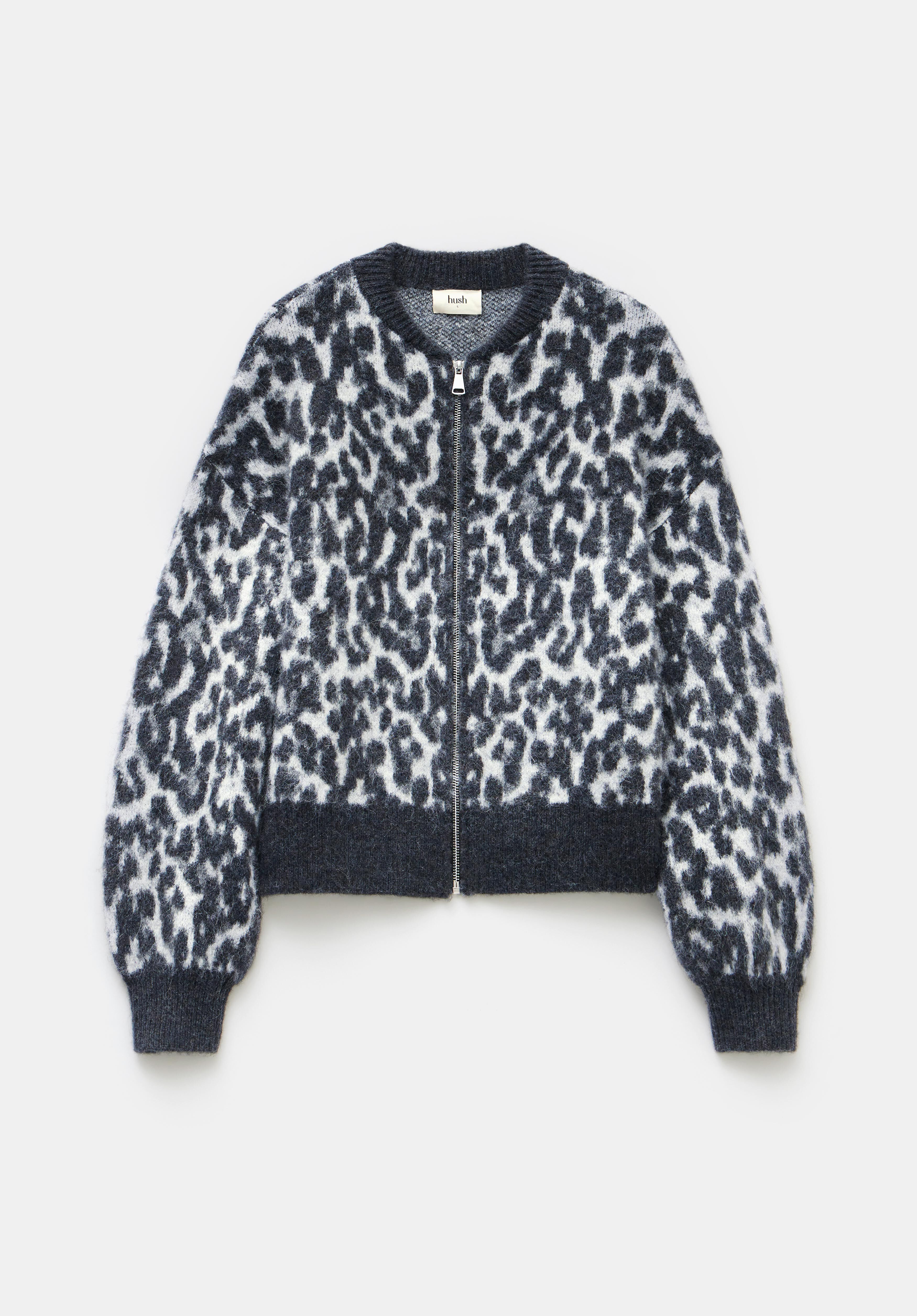 Susie Brushed Animal Bomber Jacket Grey Mix hush
