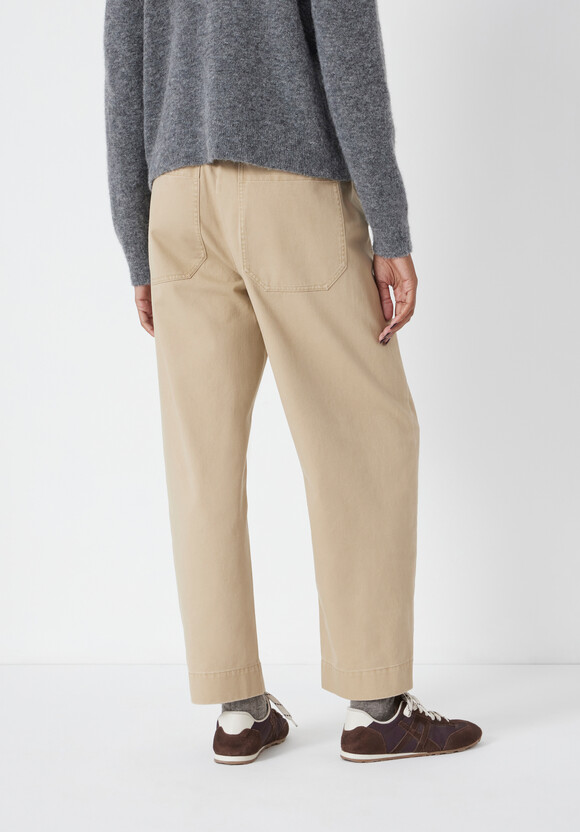 Jack Barrel Leg Pull On Cotton Trousers