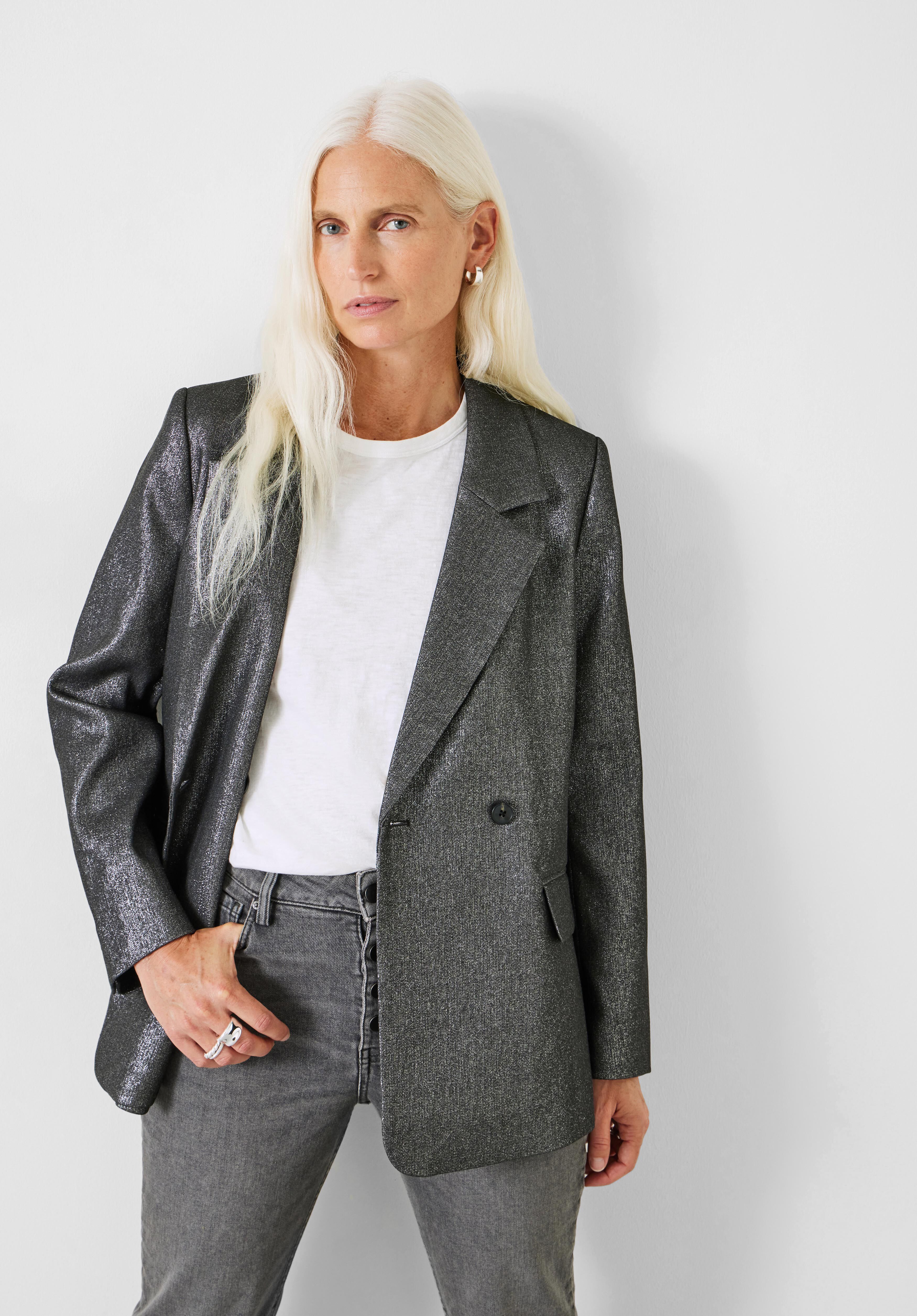 Metallic grey blazer on sale