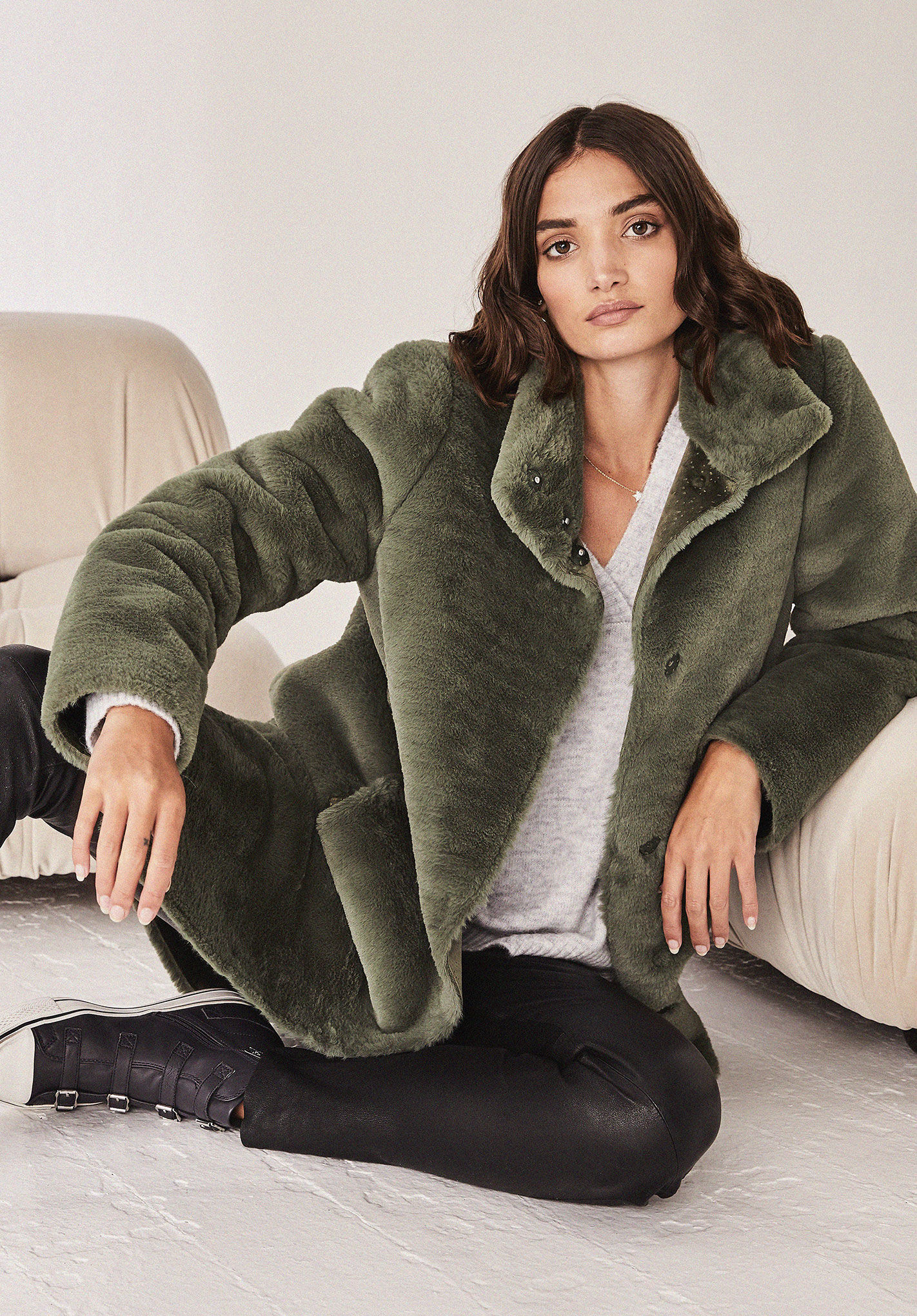 Hush faux fur coat top