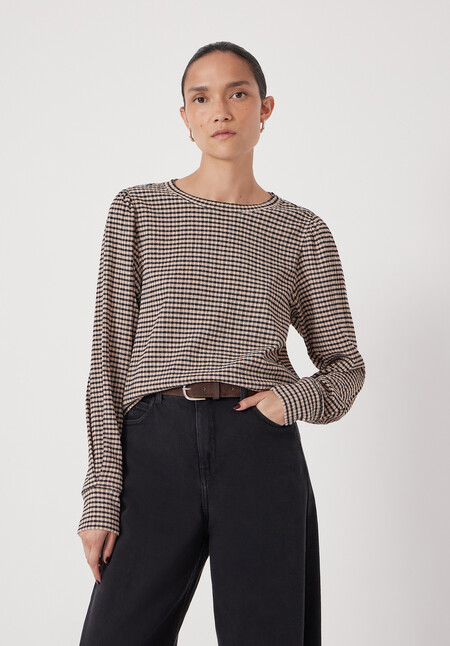 Emily Gingham Puff Sleeve Top