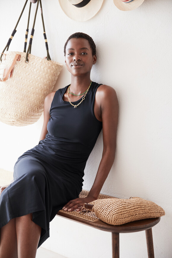Sleeveless Judy Jersey Midi Dress Midnight Navy hush