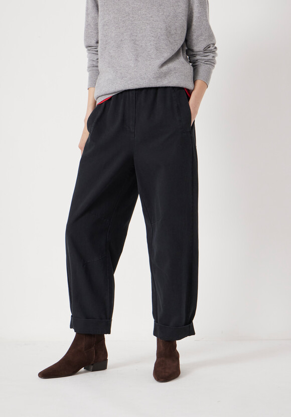 Jack Barrel Leg Pull On Cotton Trousers