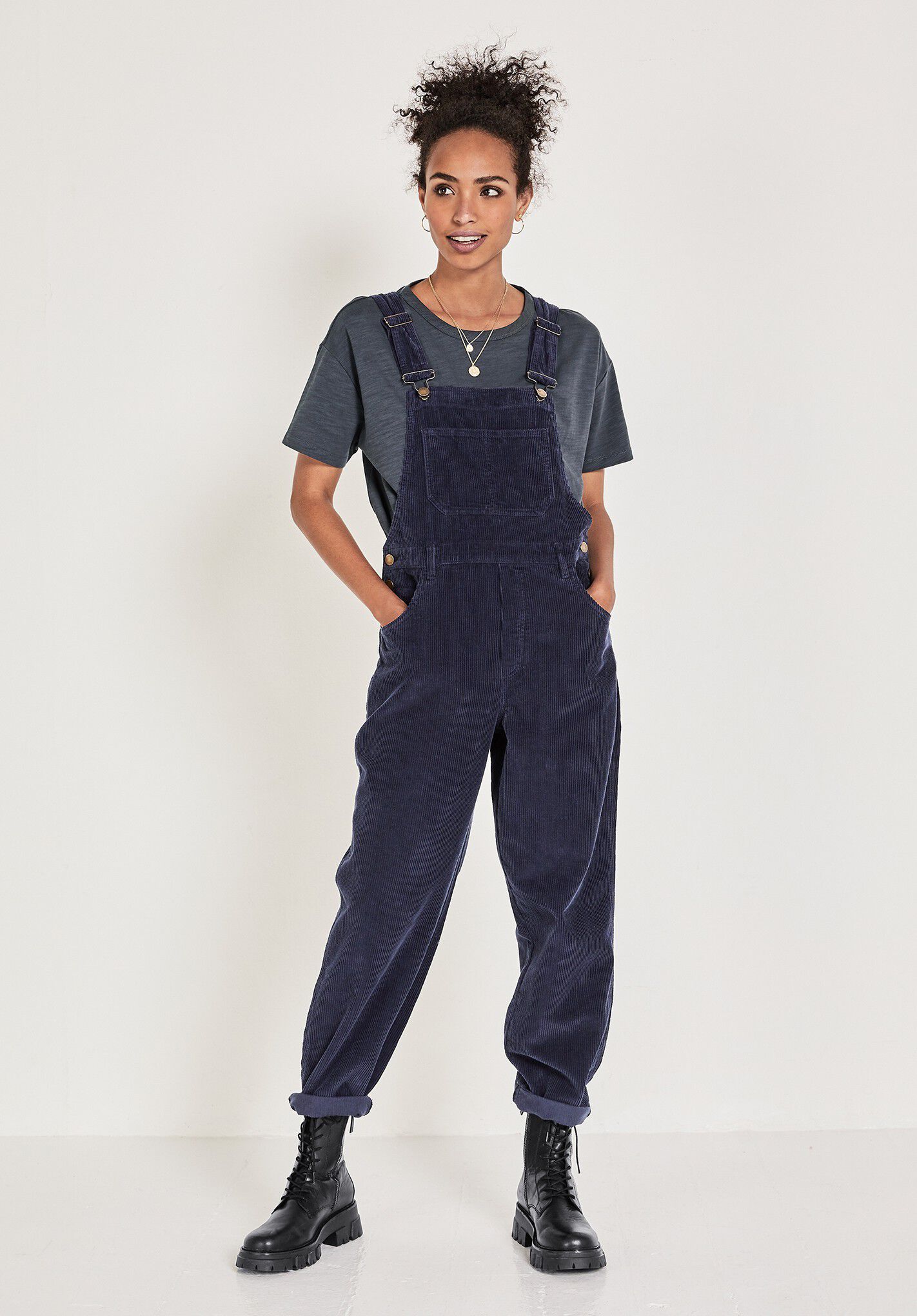 Navy corduroy dungarees clearance