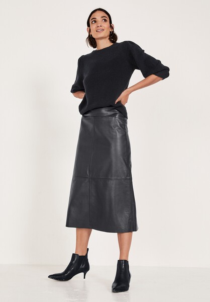 Janine Leather Midi Skirt