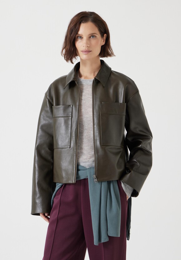 Zip Front Leather Jacket