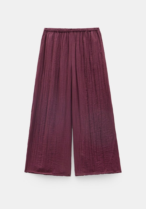 Crinkle Wide Leg Cropped Trousers