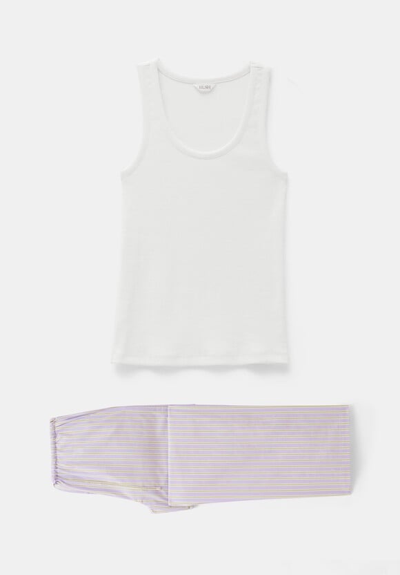 Cotton Poplin Stripe Vest Pyjamas Set