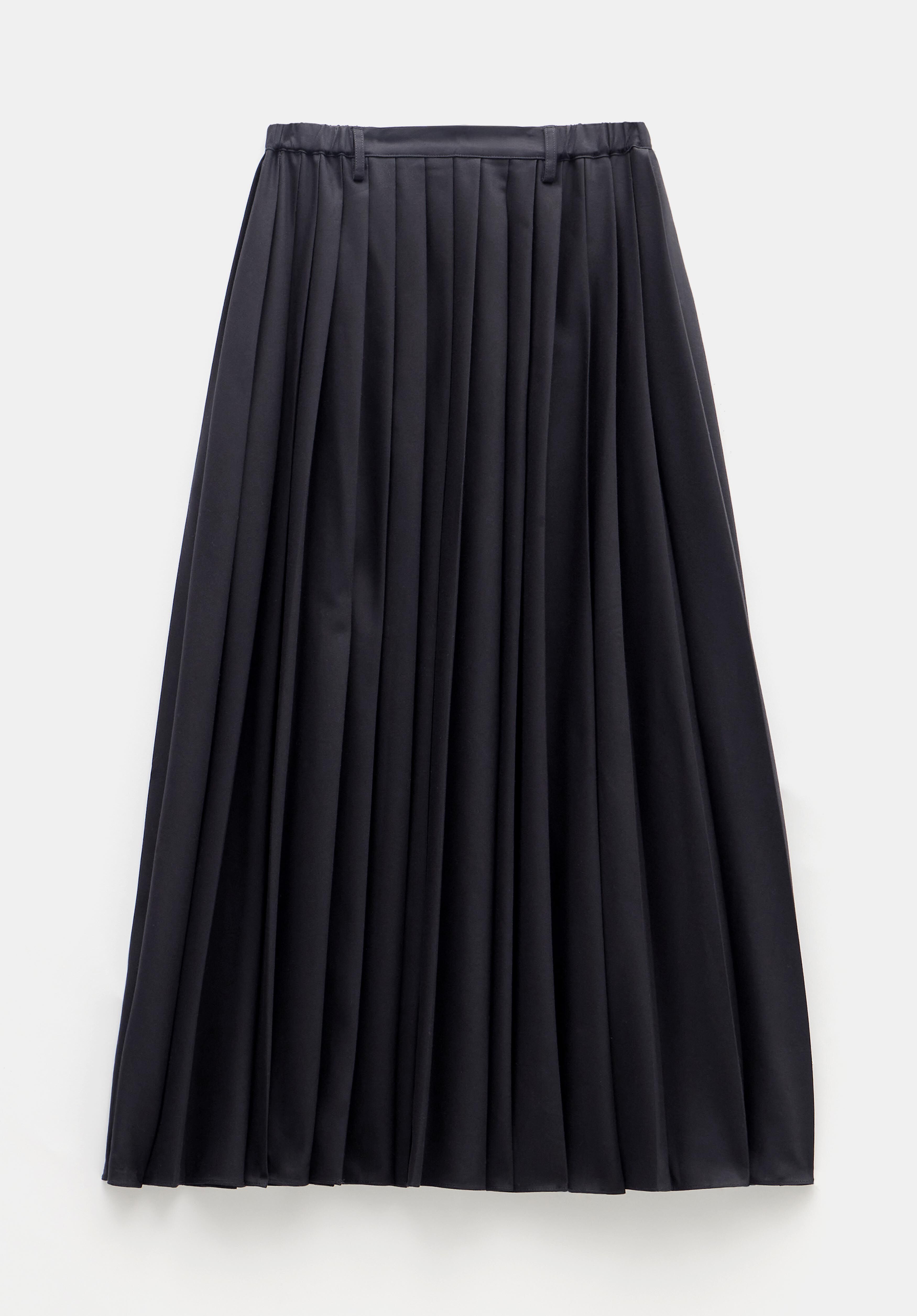 Pleated Satin Maxi Skirt Black hush