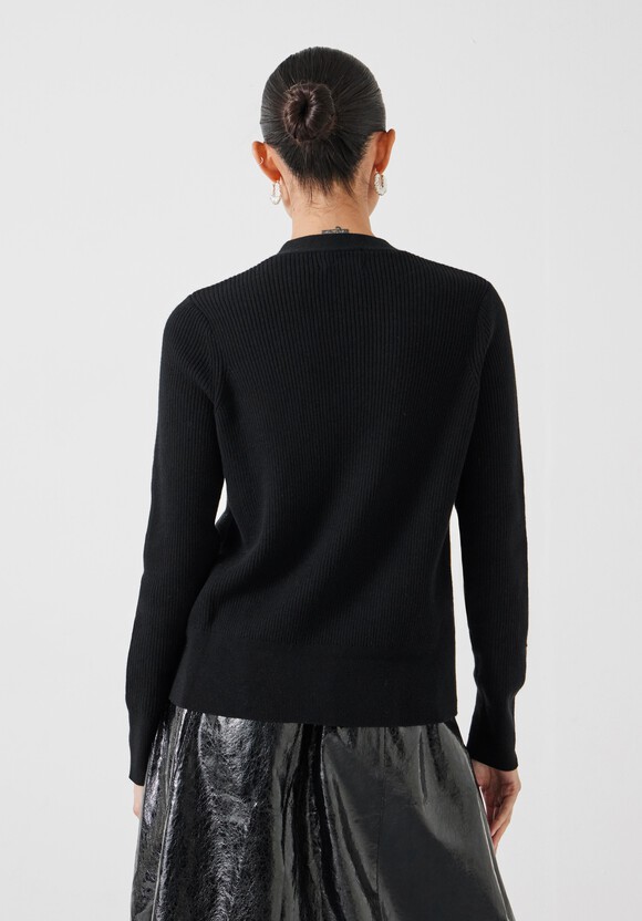Slim Ribbed V Neck Cardigan