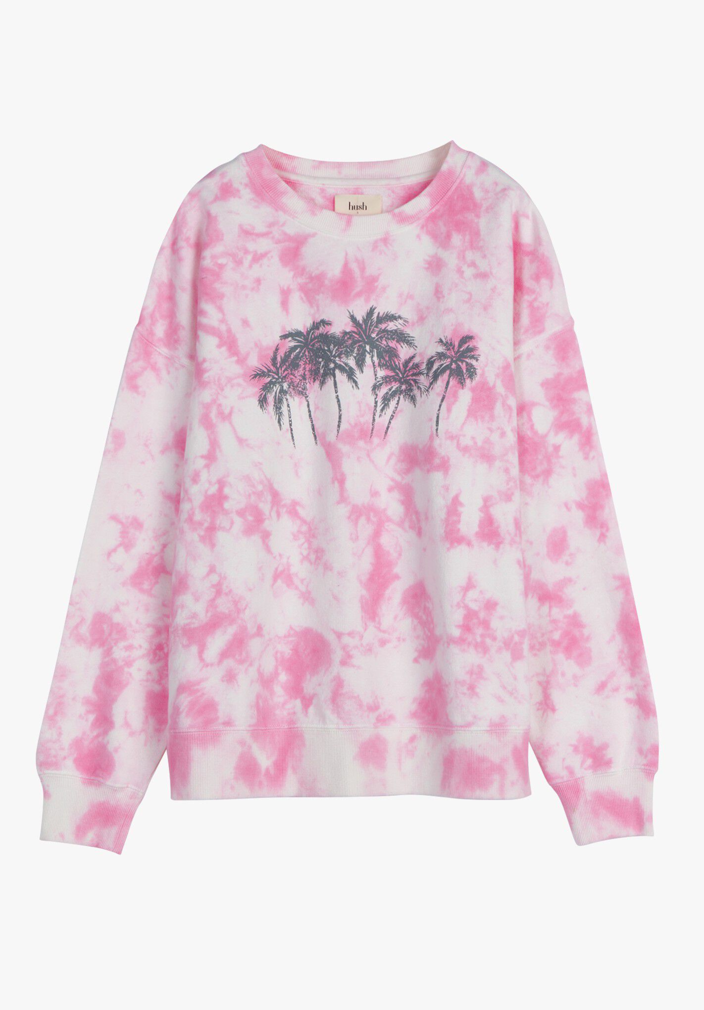 Tie Dye Palms Sweatshirt Ecru Pink Tie Dye hush