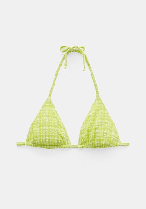 Tilly Check Triangle Crinkle Bikini Top