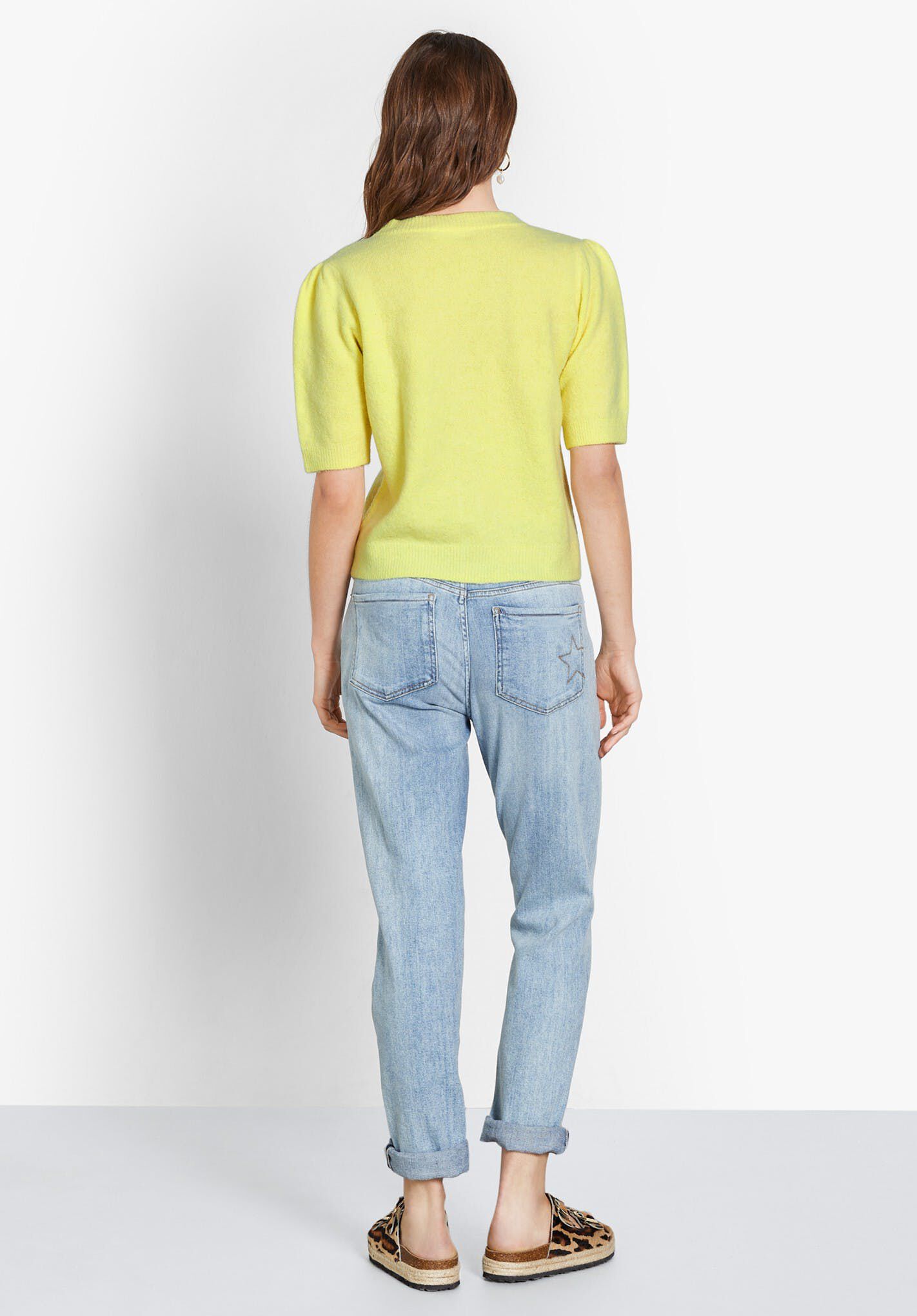 Yellow short sales sleeve sweater