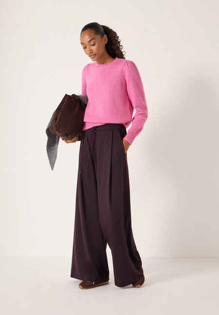 Gathered Shoulder Wool Blend Jumper