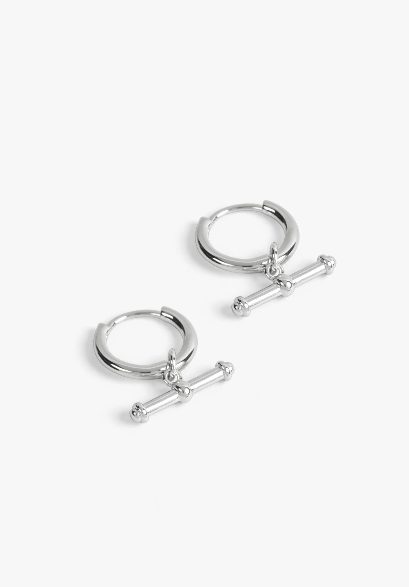 Silver t bar earrings shop