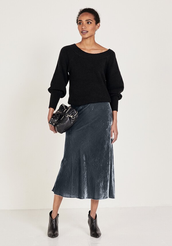 Bias Cut Velvet Skirt