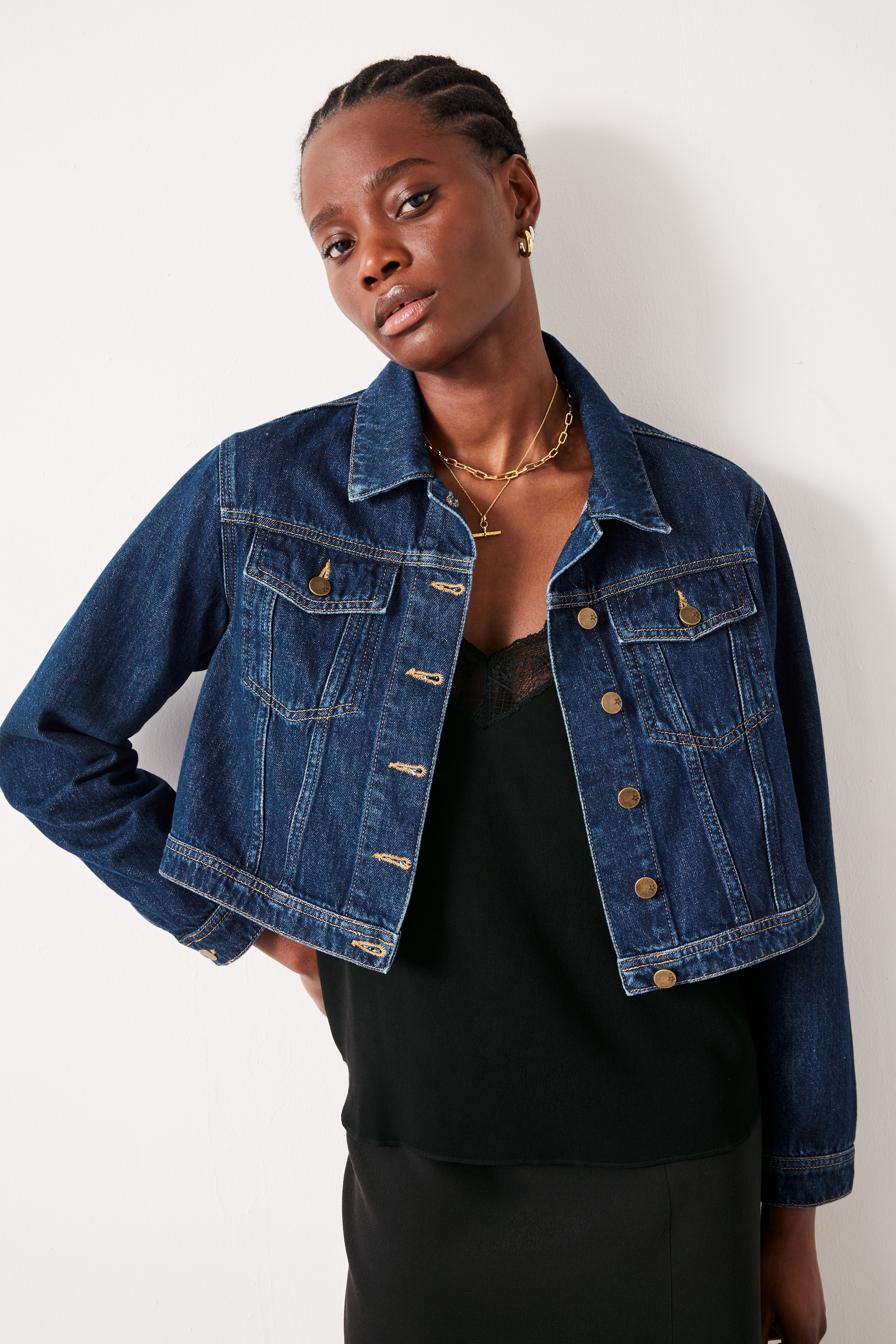 Cropped jean jacket sale
