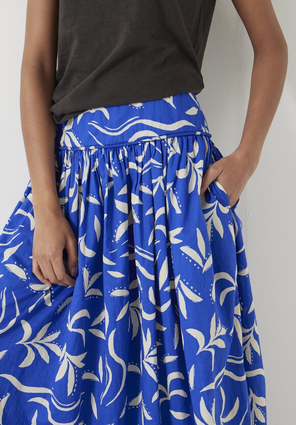 Printed Midi Gathered Detail Skirt