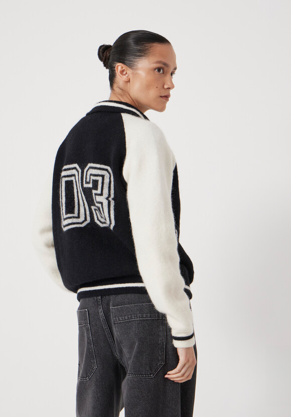 Varsity Logo Wool Blend Bomber Jacket 