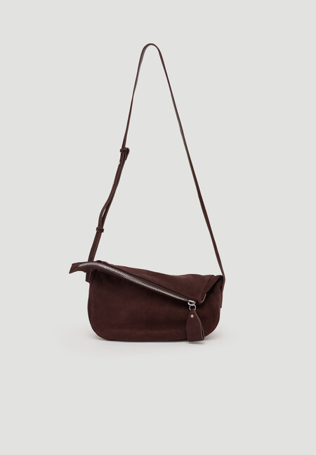Zippy Crescent Leather Crossbody Bag