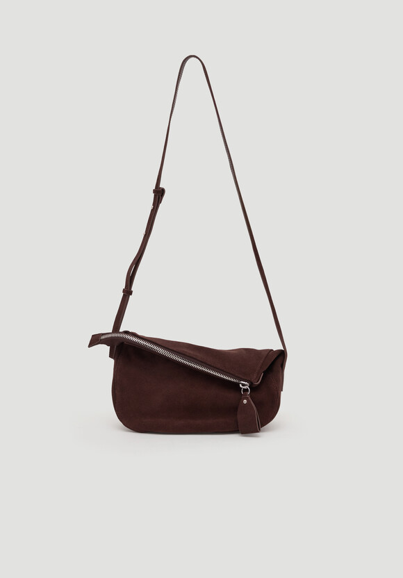 Zippy Crescent Leather Crossbody Bag