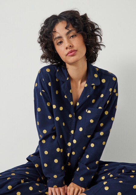 Amita Flannel Foil Polka Dot Pyjamas