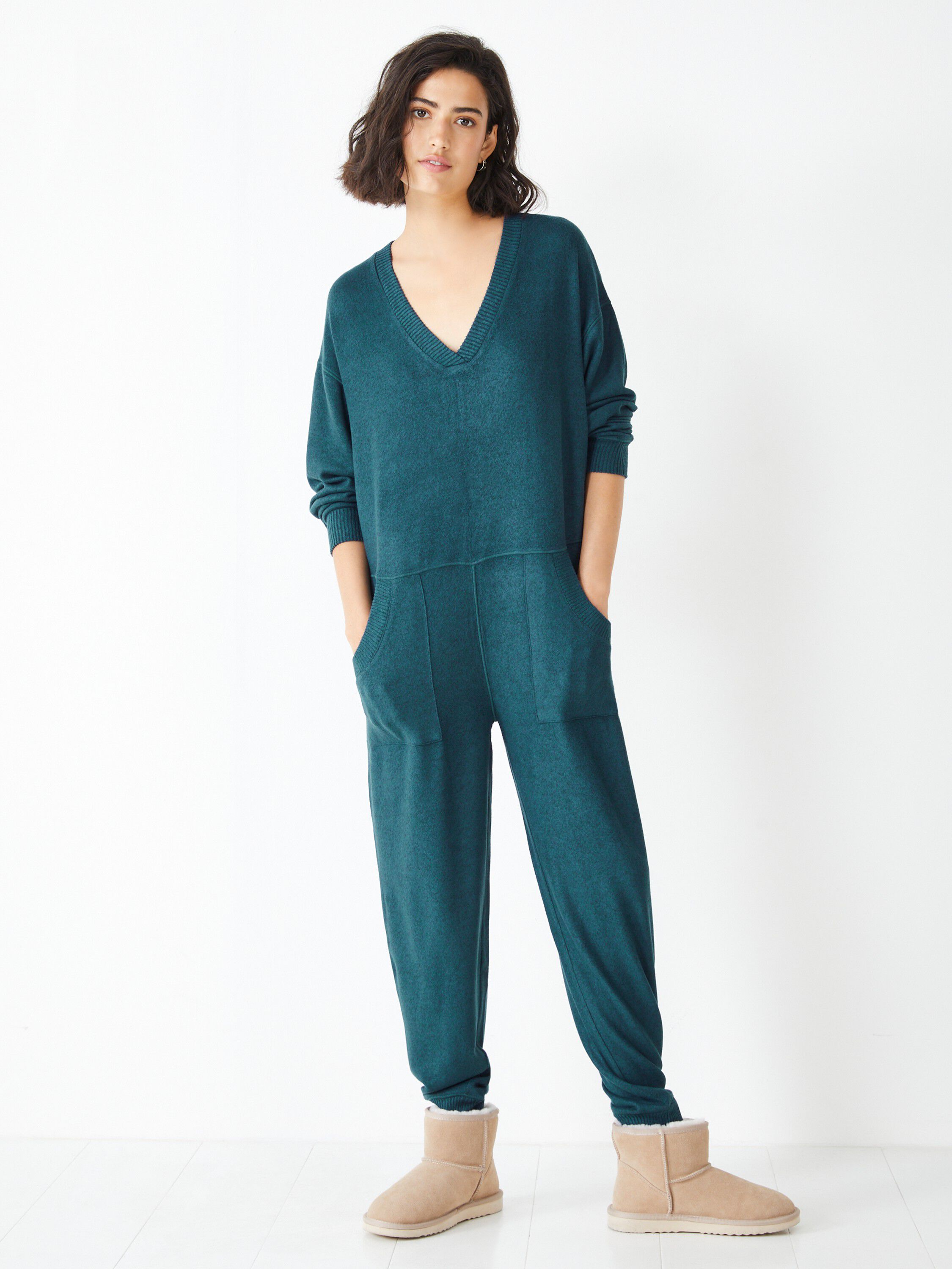 Women's v neck 2025 onesie