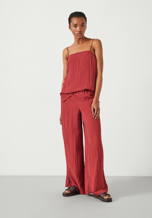Mabel Fluid Wide Leg Crinkle Trousers