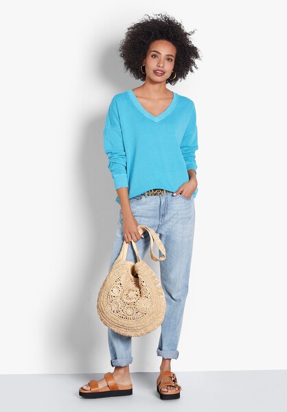 V-Neck Cotton Sweatshirt