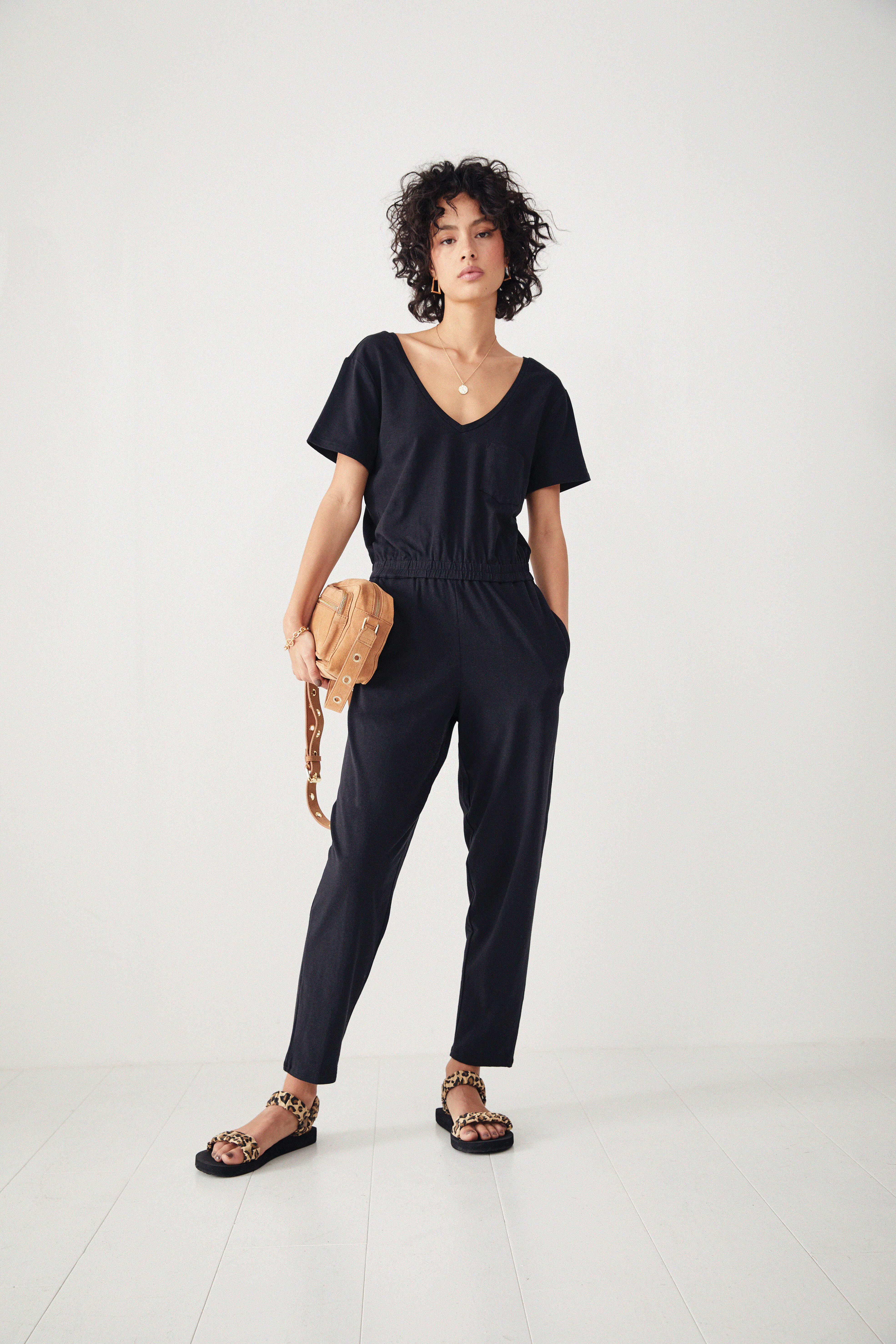 V Neck Jersey Jumpsuit