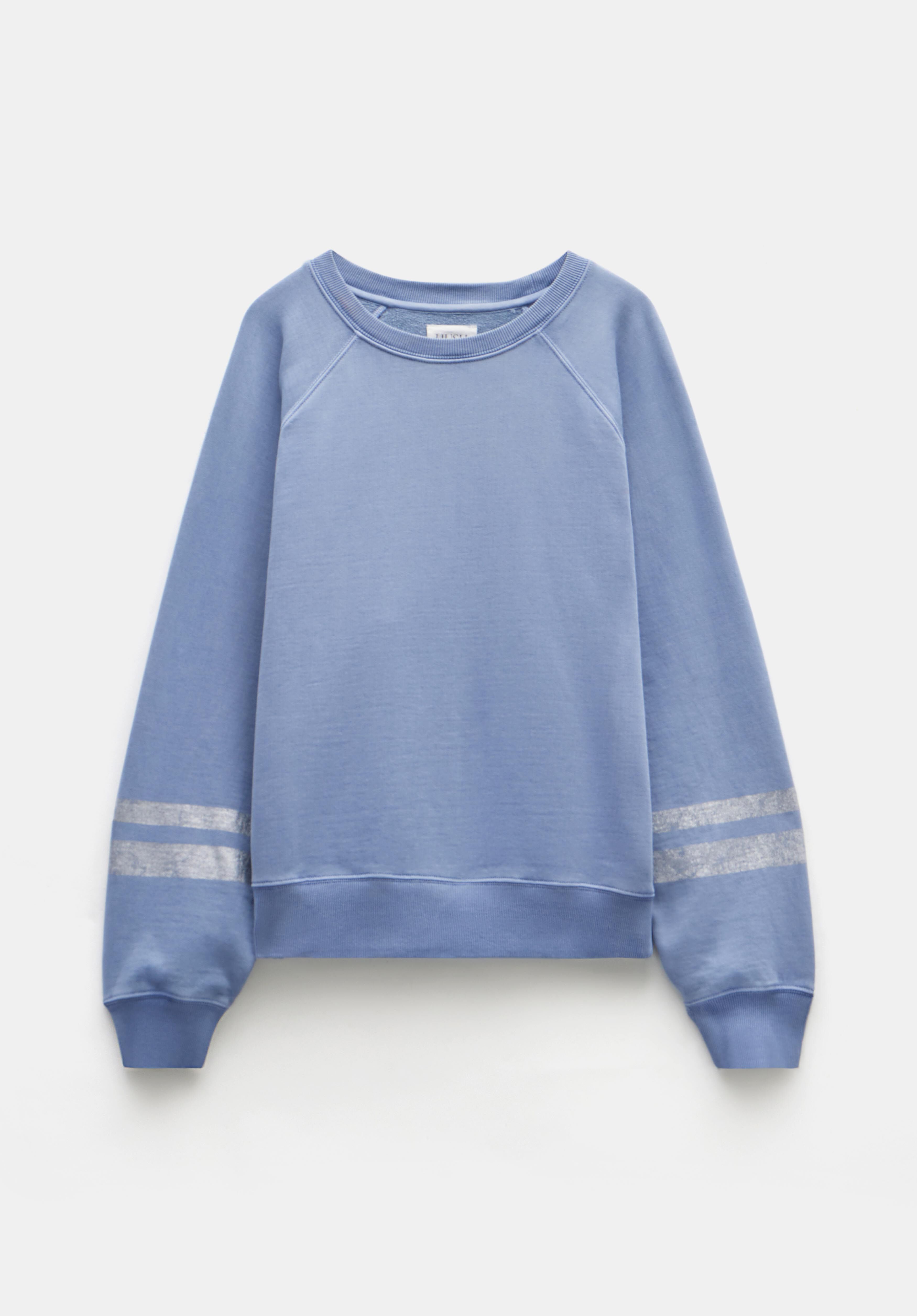 Contrast Stitch Raglan Sweatshirt Blue Pink hush