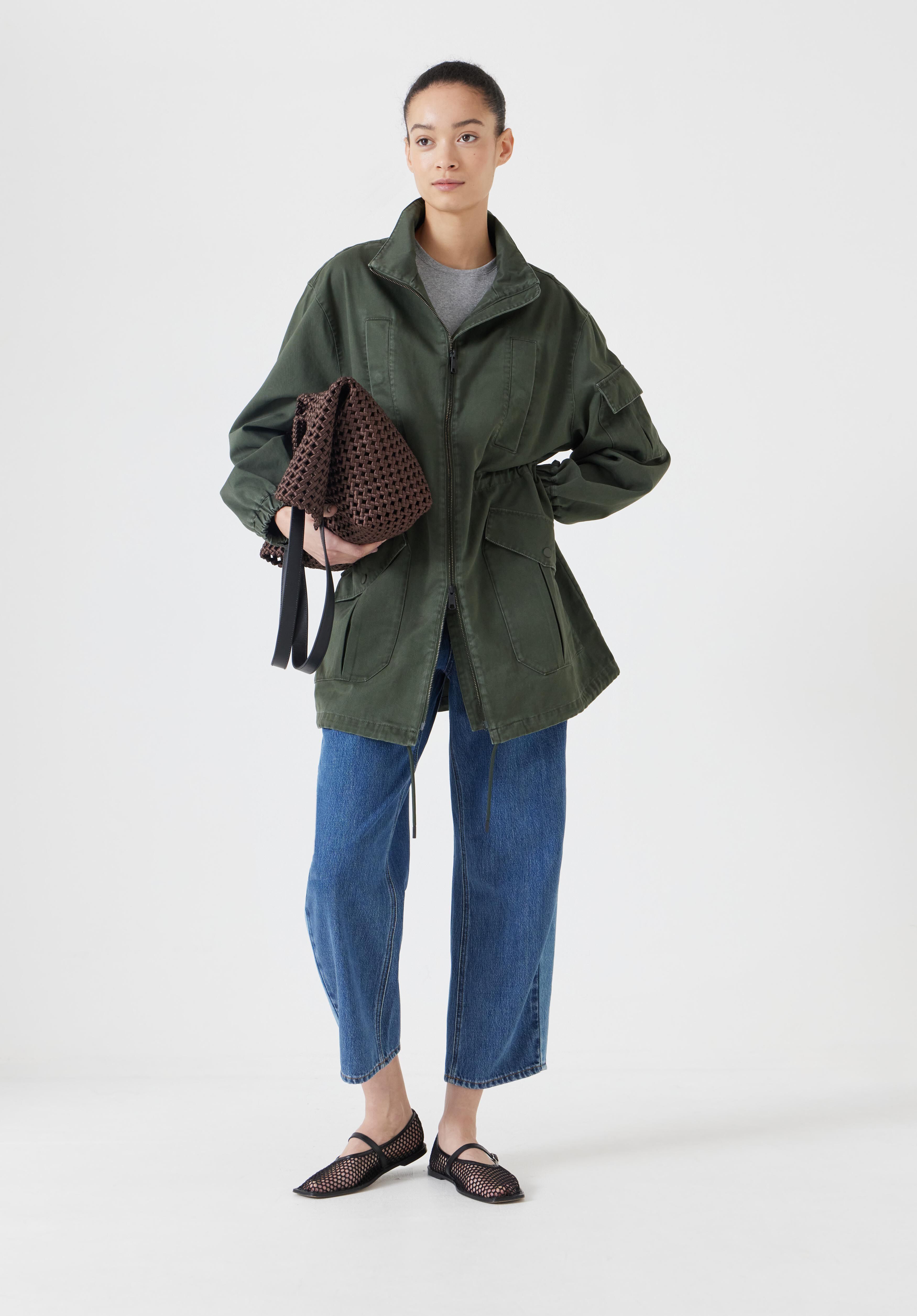 Utility Parka Jacket | Dark Khaki Green | hush