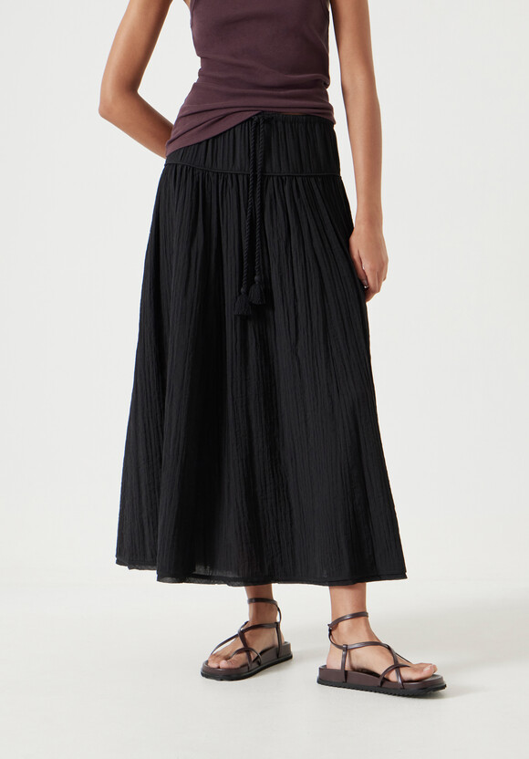 Gathered Detail Midi Skirt